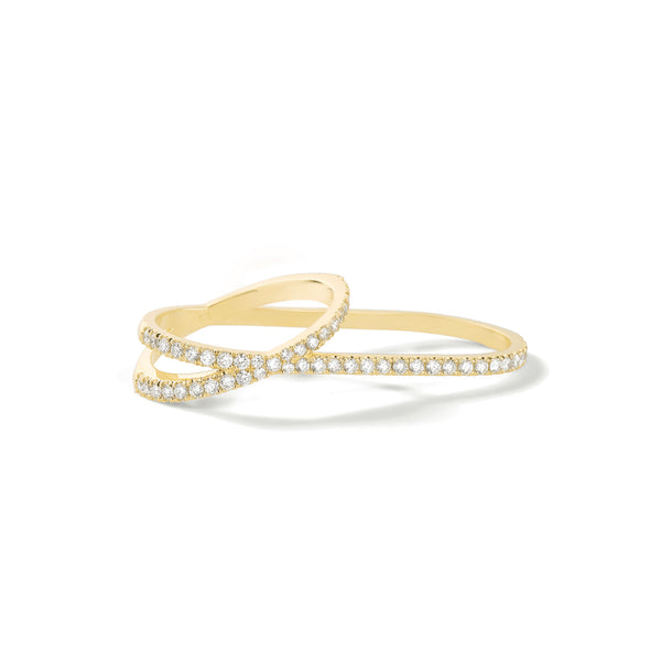 Double Finger Orbit Ring in 18K Yellow Gold with White Diamonds