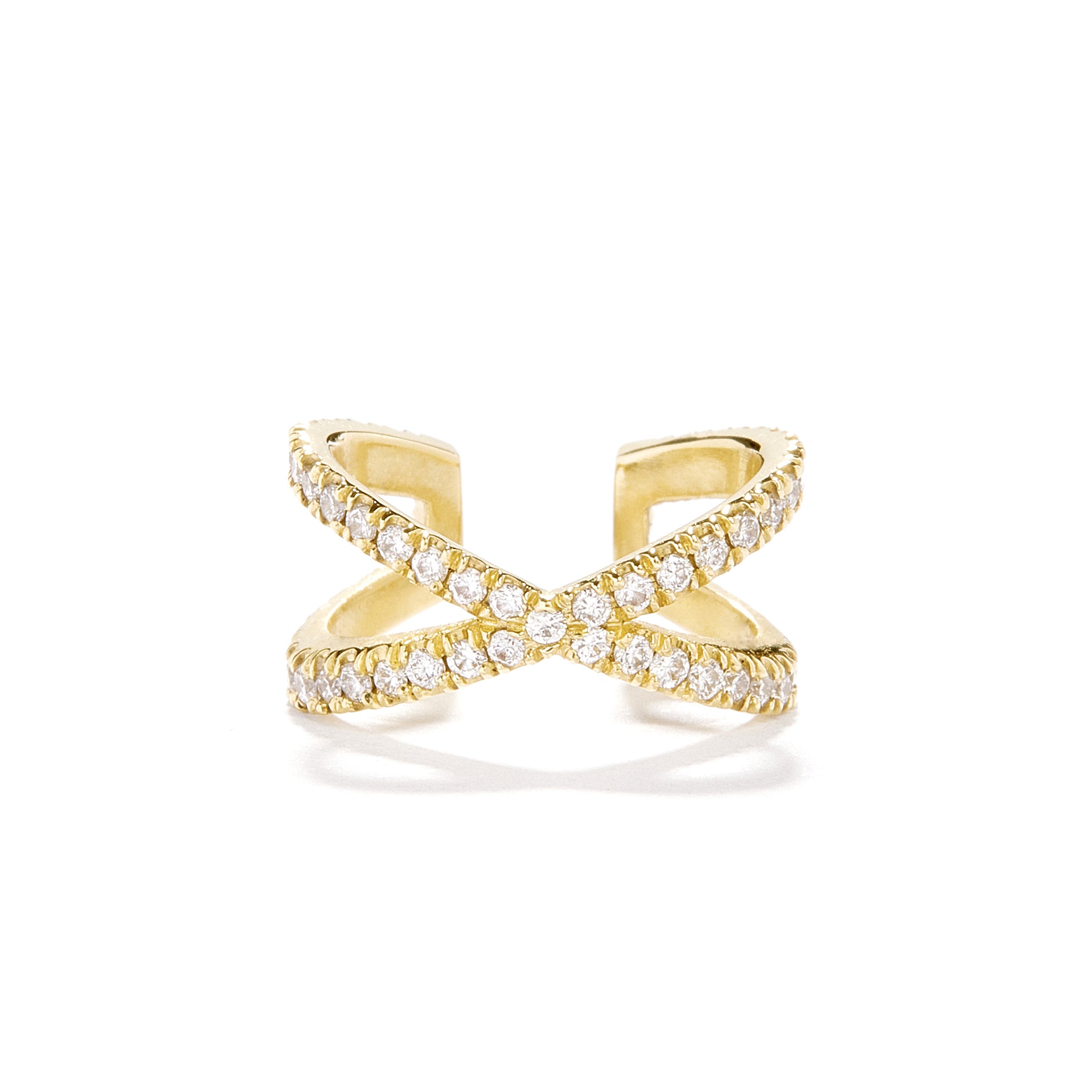 X Earcuff in 18K Yellow Gold with WHITE DIAMOND
