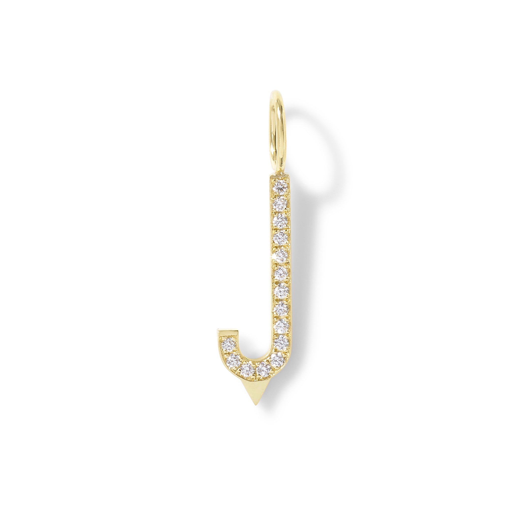 Large Diamond Initial Charm in 18K Yellow Gold with White Diamonds
