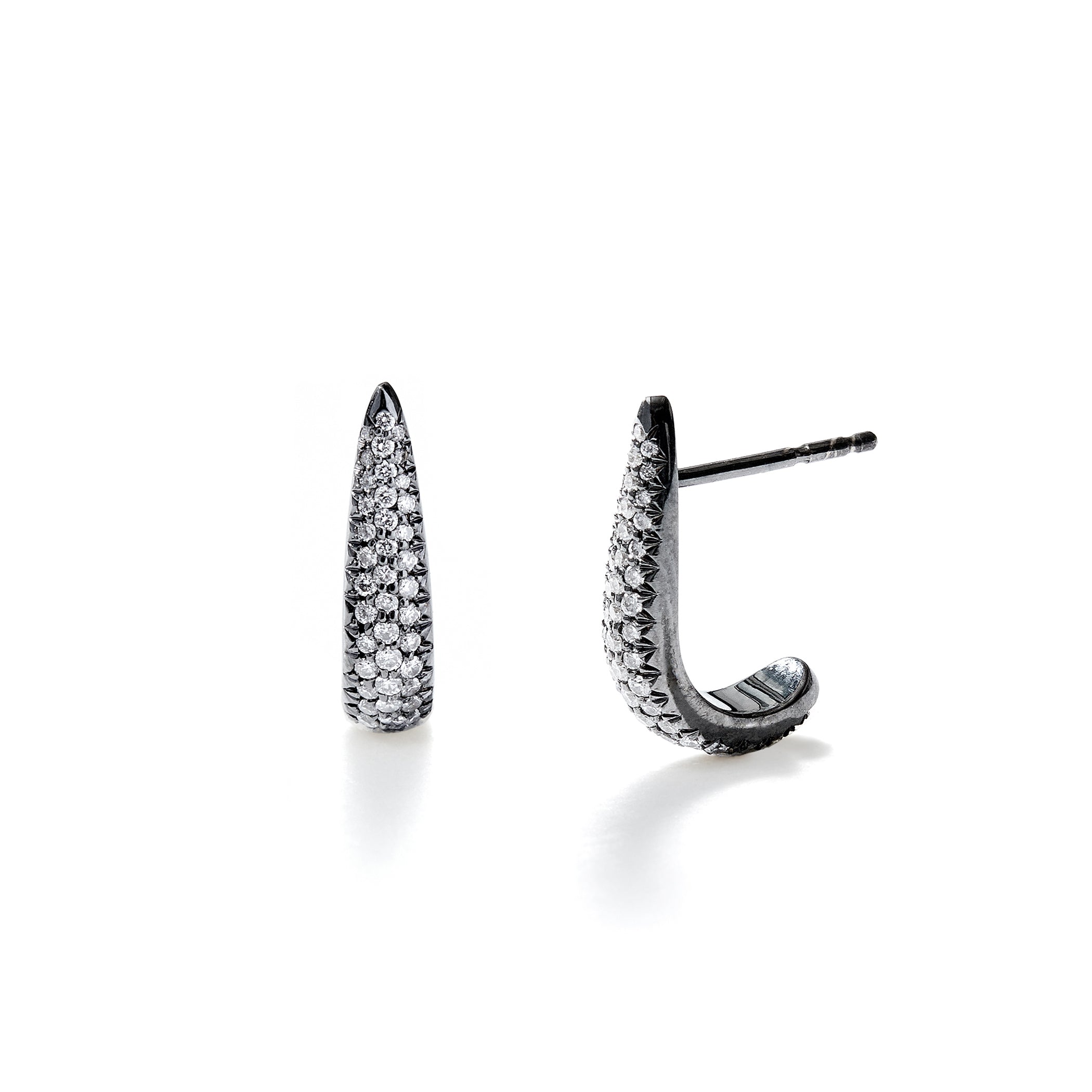 Pavé Claw Studs in Blackened White Gold
