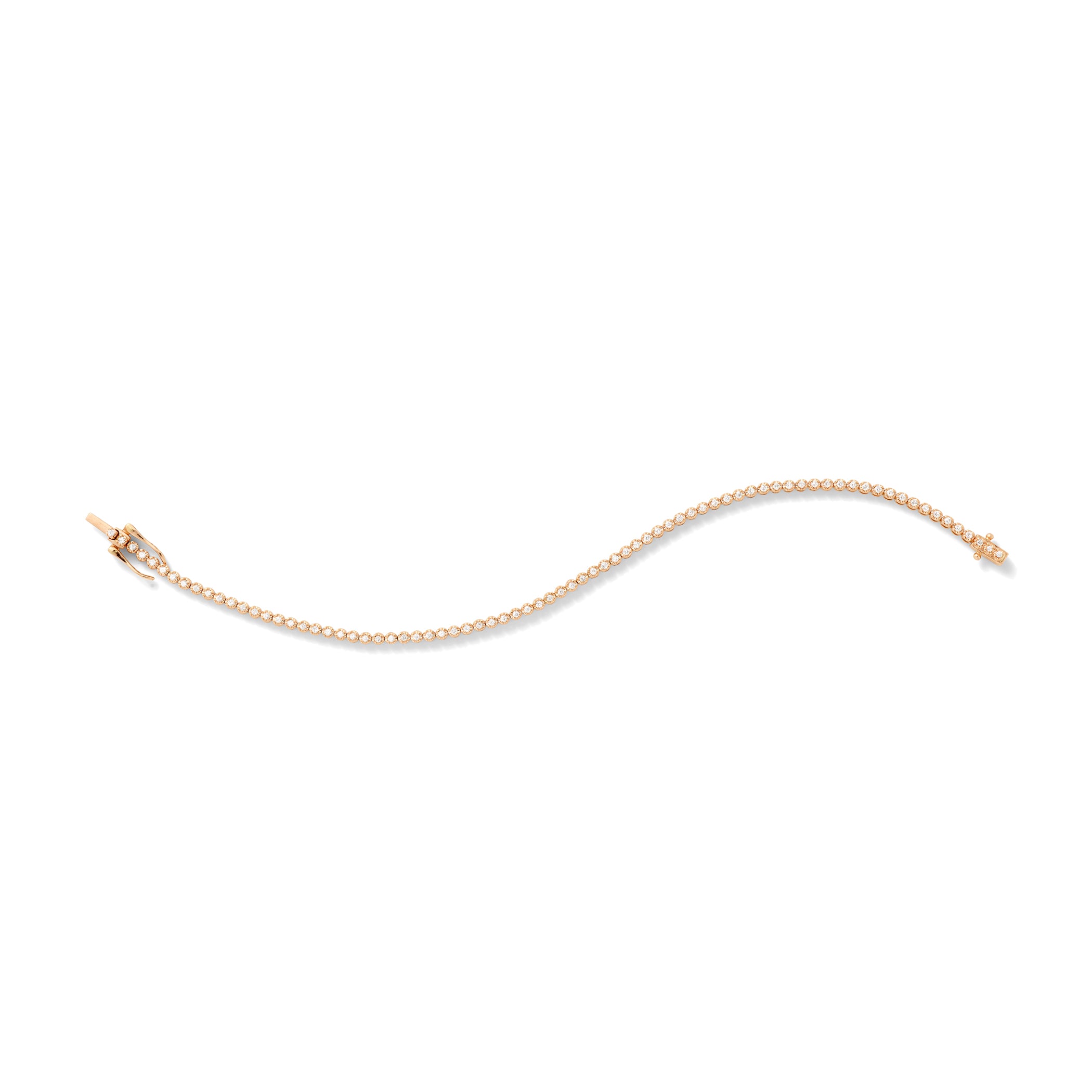 1mm Line Bracelet in 18K Rose Gold with White Diamonds