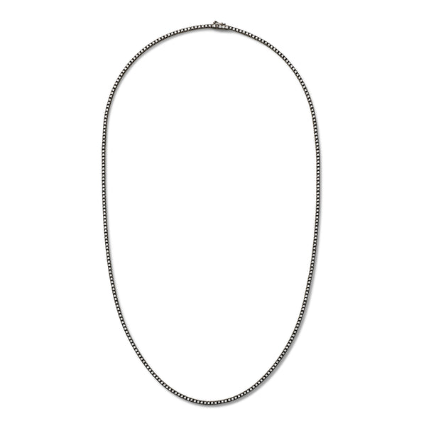 Line Necklace in 18K Blackened White Gold with White Diamonds