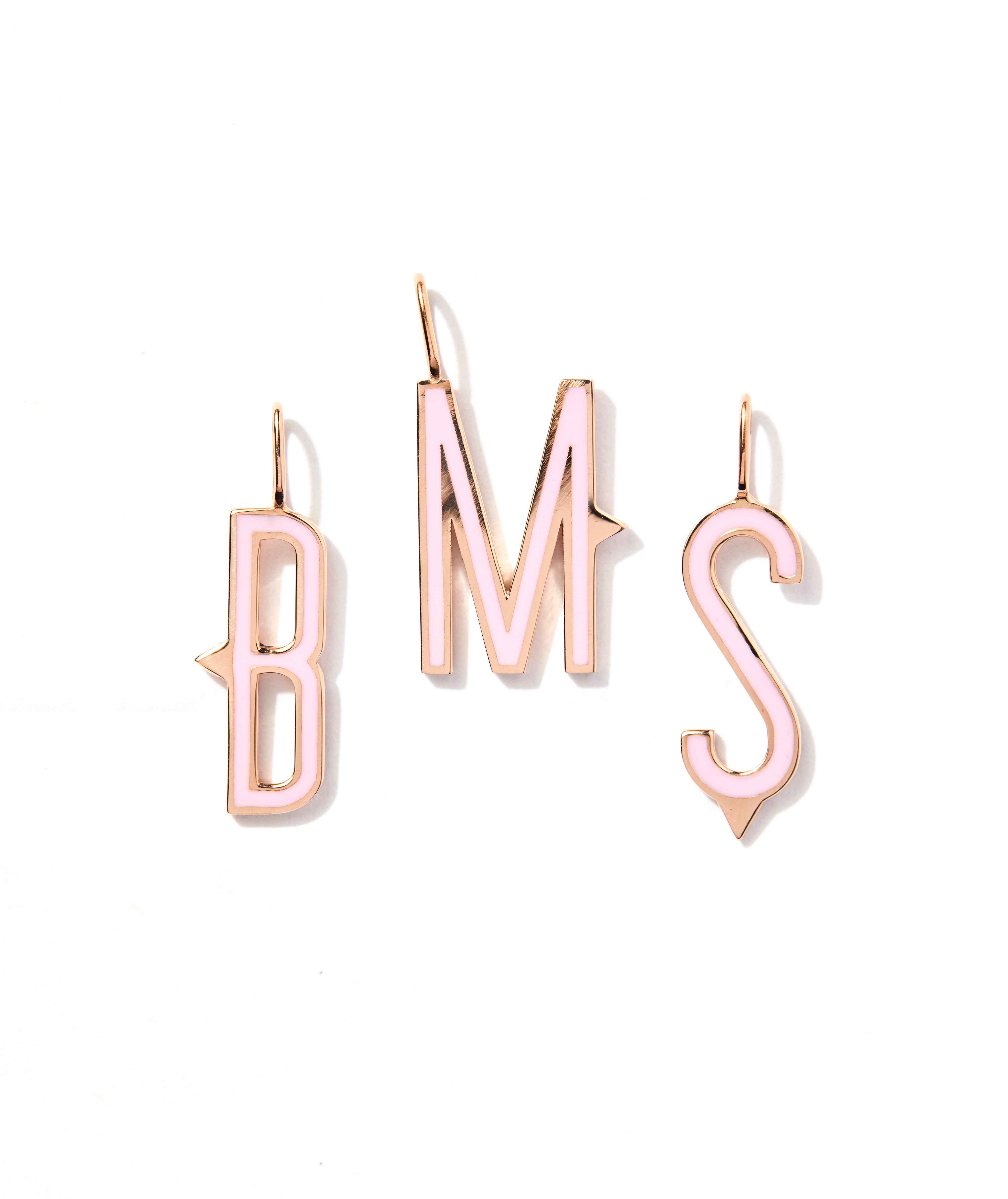 Blush Enamel Initial in 18k Rose Gold