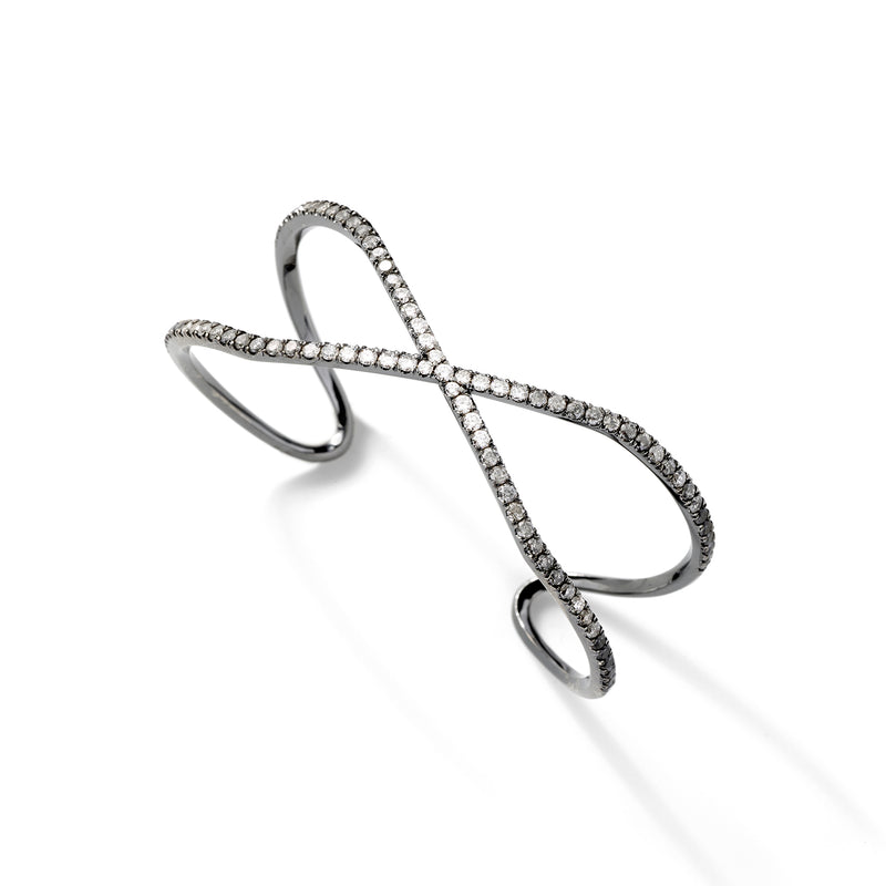 Ombre Shorty Cuff in 18K Blackened White Gold with White, Grey and Black Diamonds
