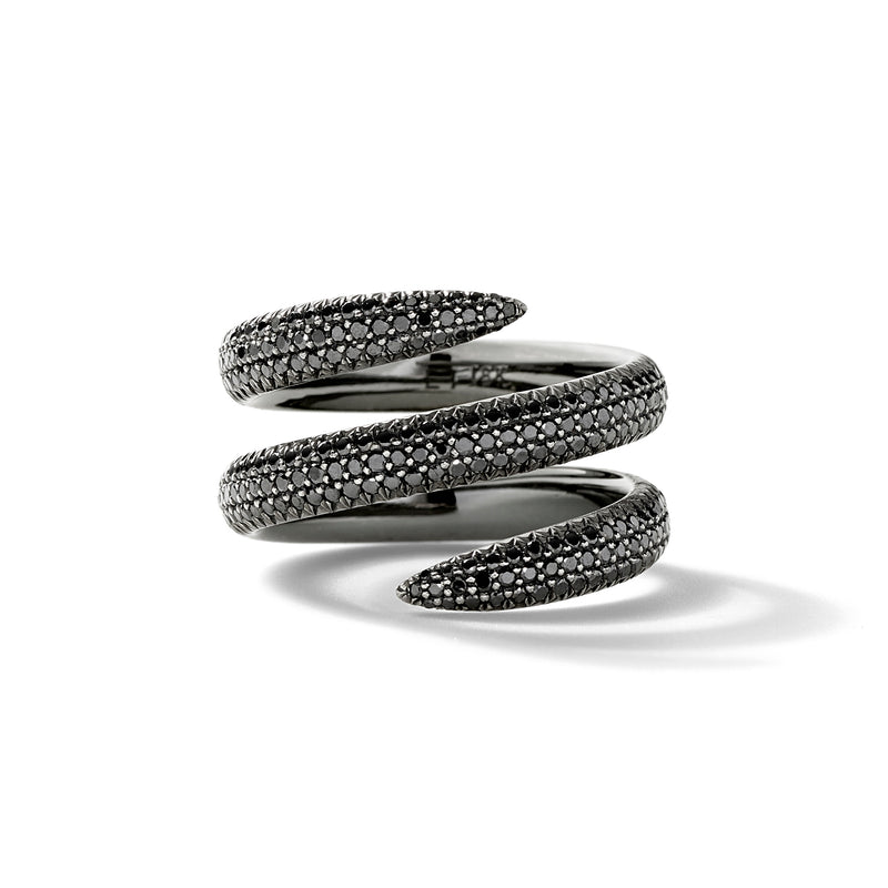 Snake Ring in 18K Blackened White Gold with Black Diamonds
