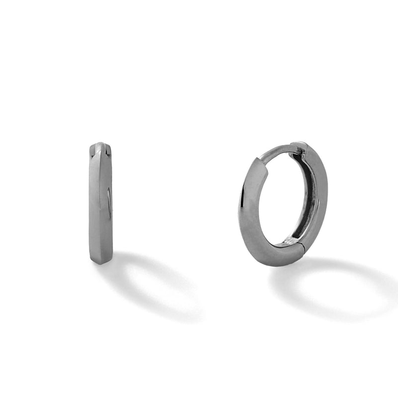 1mm Huggies - Beveled in 18K Blackened White Gold / PLAIN