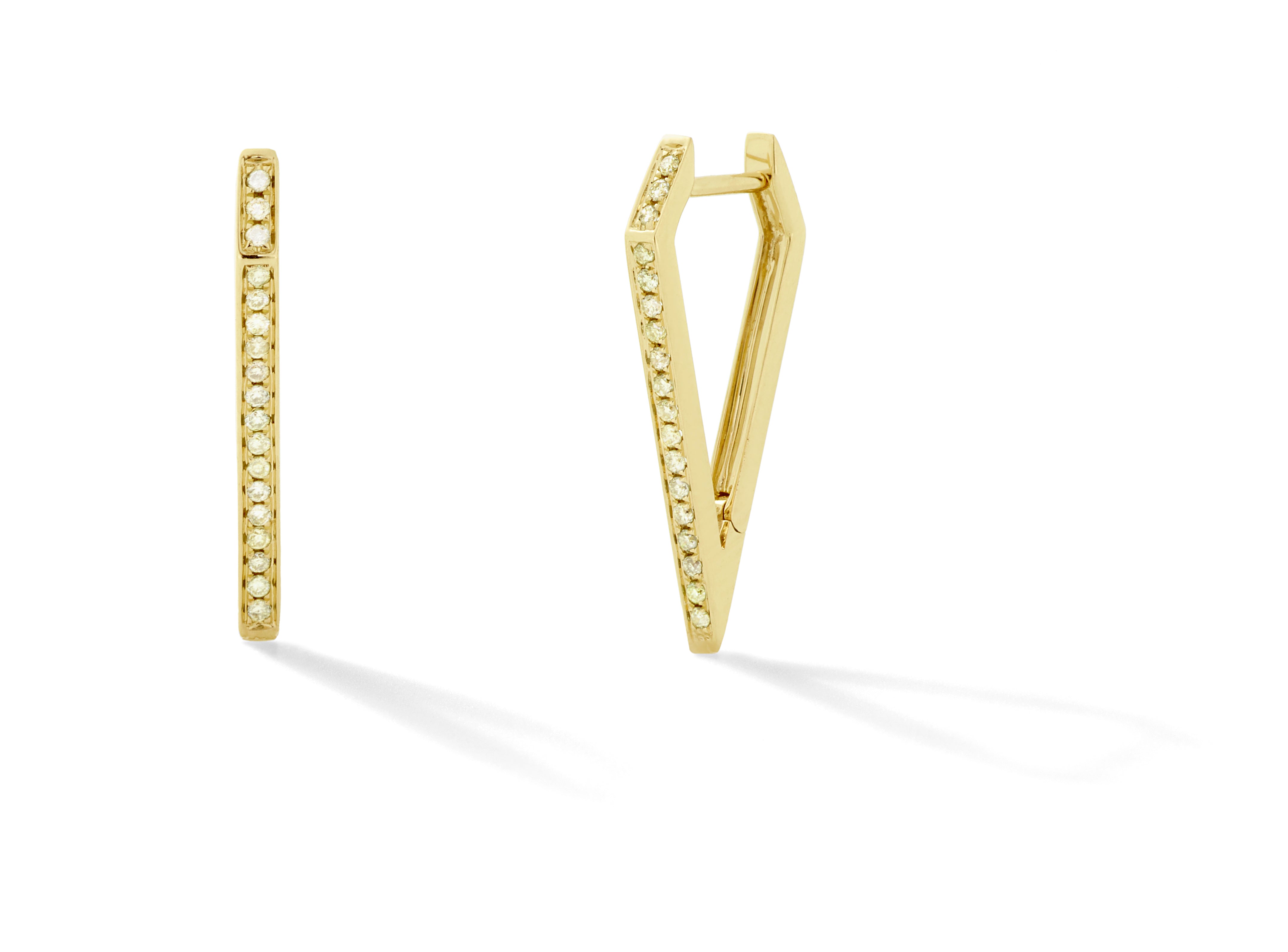 Dagger Hoops in 18K Yellow Gold with White Diamonds