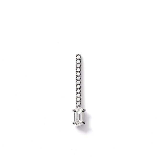 Offset Elongated Stud - 15mm in 18K Blackened White Gold with Hero White Diamonds