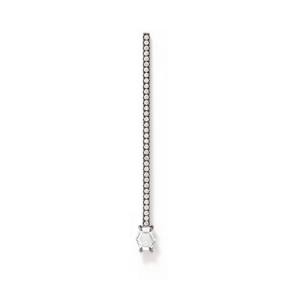 Offset Elongated Stud - 40mm in 18K Blackened White Gold with Hero White Diamonds