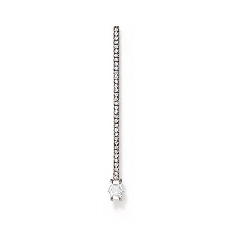 Offset Elongated Stud - 40mm in 18K Blackened White Gold with Hero White Diamonds