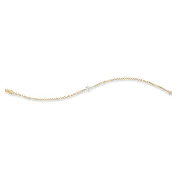 Offset Line Bracelet - Ezzat in 18K Yellow Gold with White Diamonds