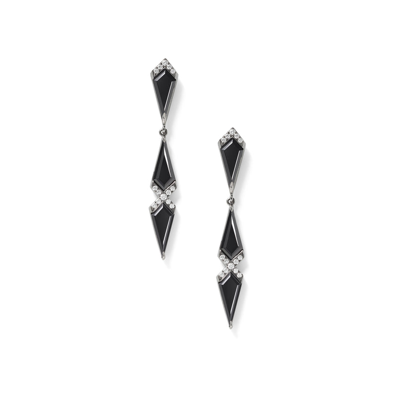 Ezzat III Earring in 18K Blackened White Gold with Black Onyx and White Diamond Pavé