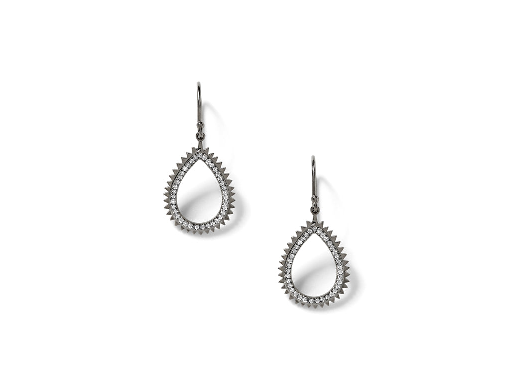 Open Auto Earrings in 18K Blackened White Gold with White Diamonds
