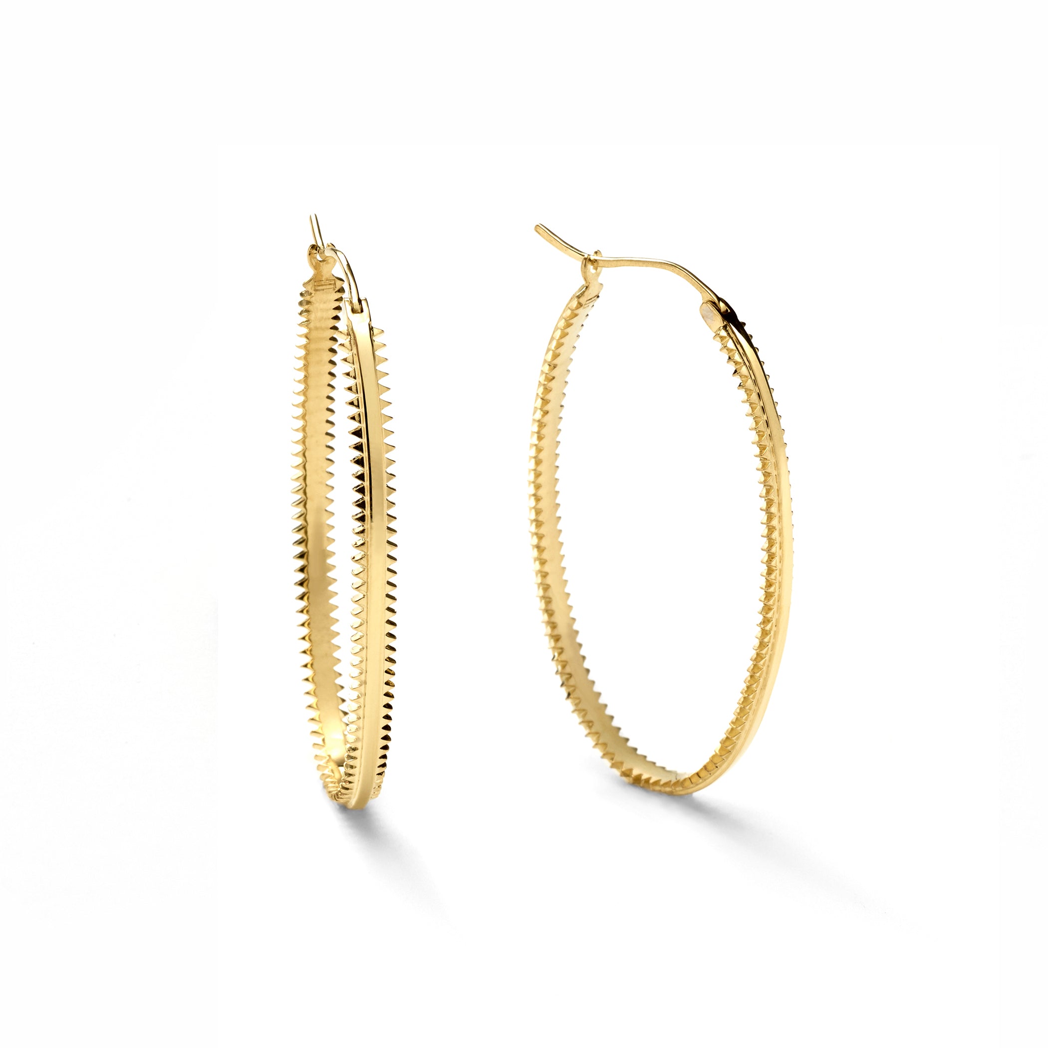 XL Zipper Hoops in 18K Yellow Gold with White Diamonds