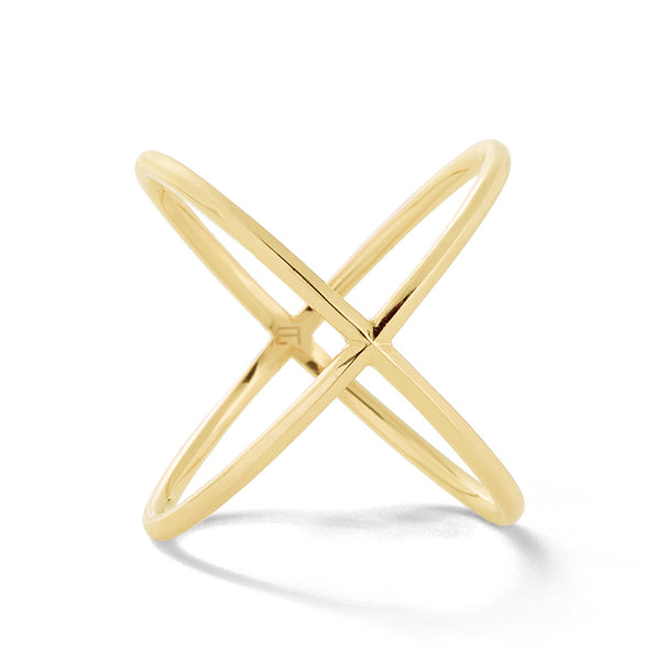 X Ring in 18K Yellow Gold with Bevel Detail