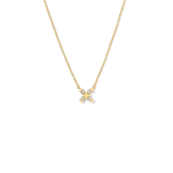 Exploding X Shaped Diamonds Small Pendant set in 18K Yellow Gold