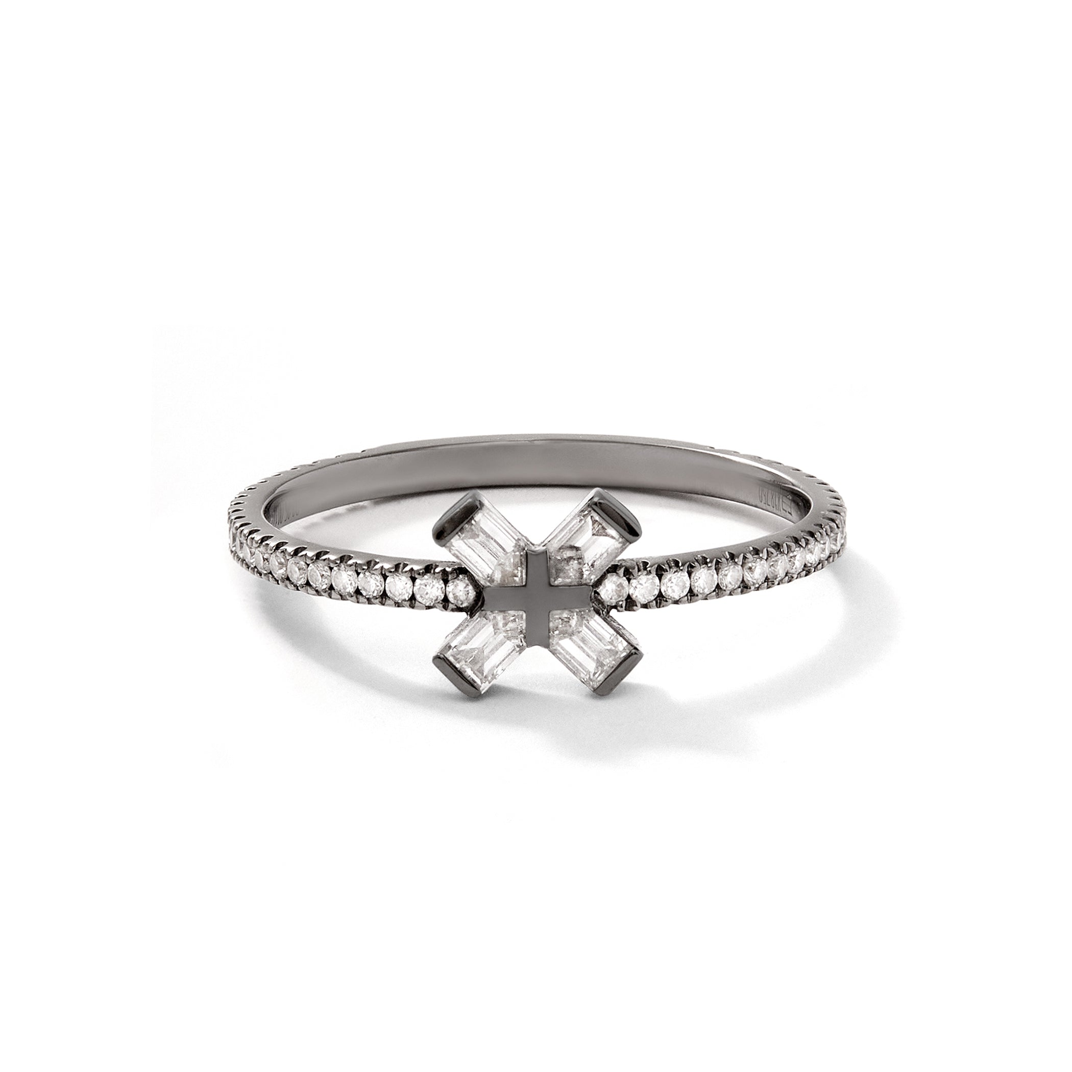 Exploding X Shaped Diamonds set in 18K Blackened White Gold with White ...