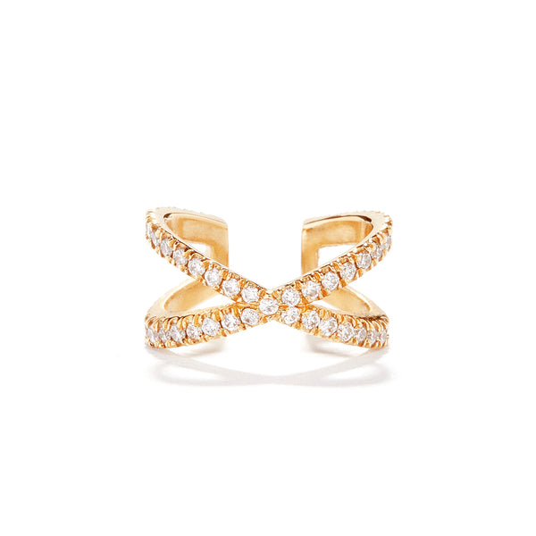 X Earcuff in 18K Rose Gold with Pale Champagne Diamonds