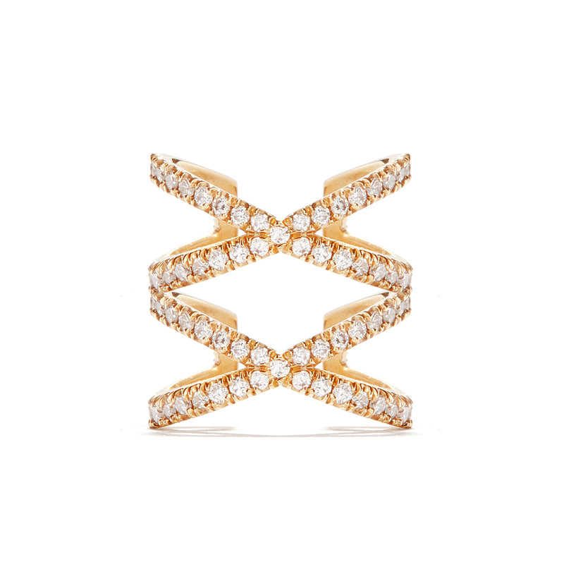 XX Earcuff in 18K Rose Gold with Pale Champagne Diamonds