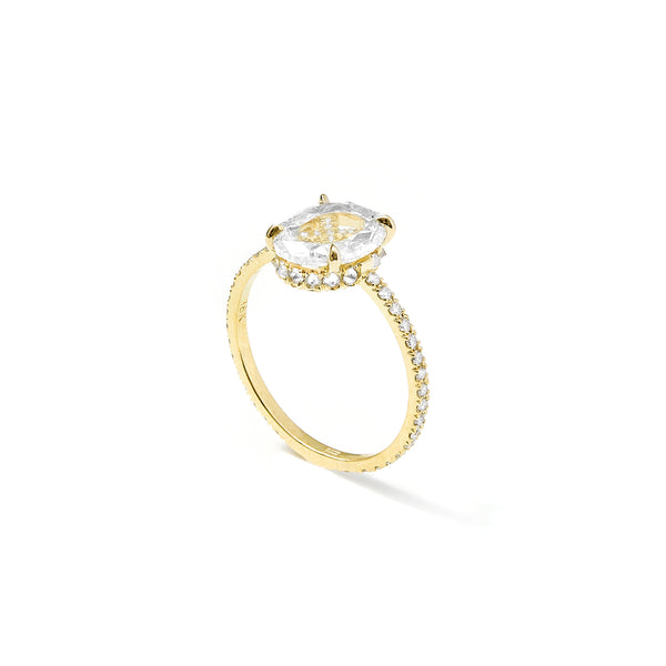 Undercover - 18k Yellow Gold with 1.82ct Oval Portrait Cut Diamond and White Diamond Pave
