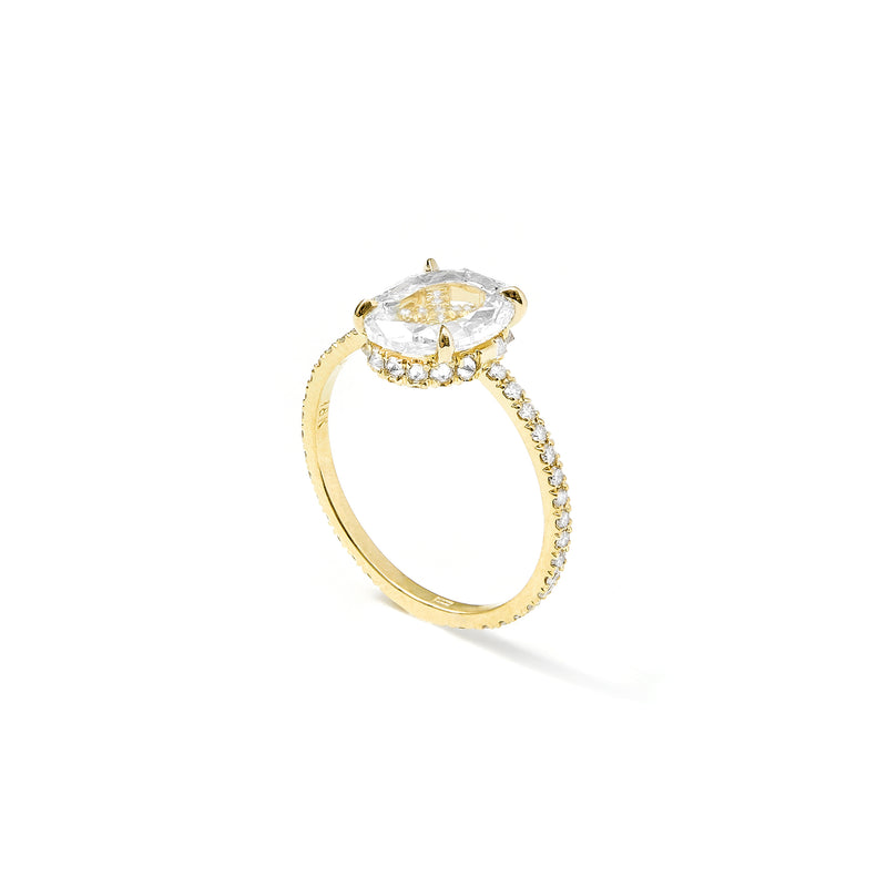 Undercover - 18k Yellow Gold with 1.82ct Oval Portrait Cut Diamond and White Diamond Pave