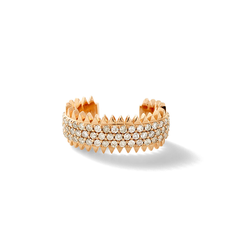 Triple Zipper Earcuff in 18K Rose Gold with Pale Champagne Diamonds