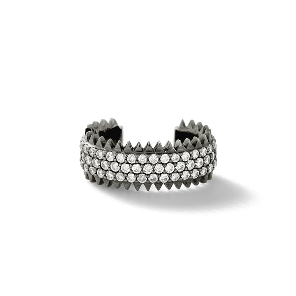 Triple Zipper Earcuff in 18K Blackened White Gold with White Diamonds