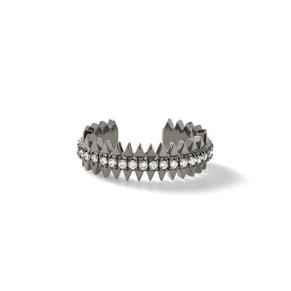 Zipper Earcuff in 18K Blackened White Gold with White Diamonds