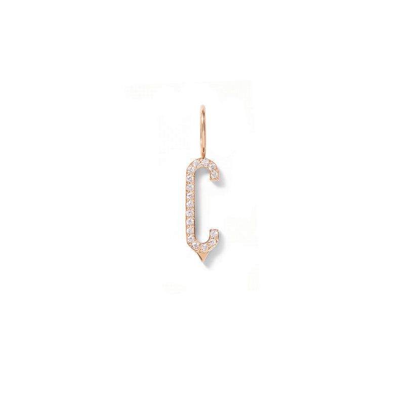 Mini Diamond Initial in 18K Rose Gold with White Diamonds