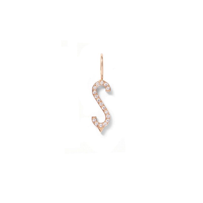Mini Diamond Initial in 18K Rose Gold with White Diamonds