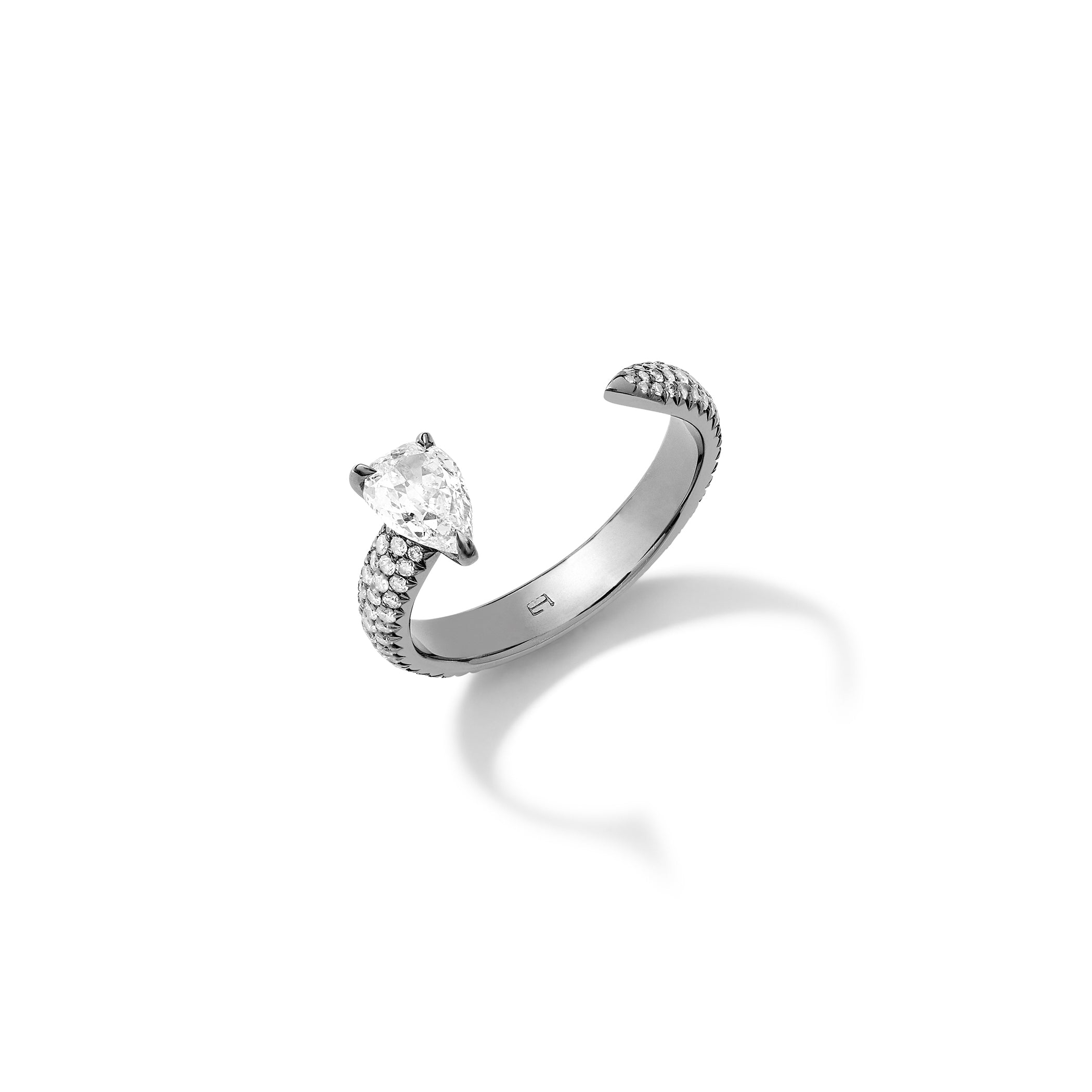 Pavé Delphine Pear in Blackened White Gold