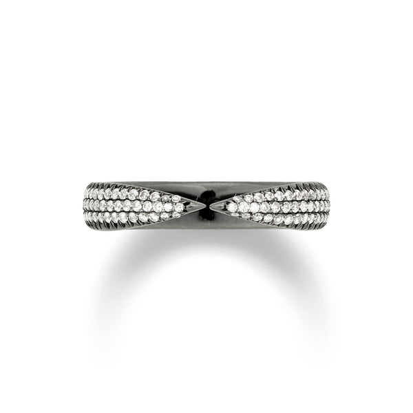 Kissing Claw in 18K Blackened White Gold with White Diamonds Pave
