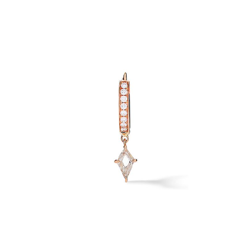 Pave Prism Hoop - Kite in 18K Rose Gold with Portrait Cut Pale Champagne Diamonds