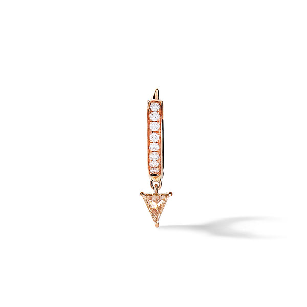 Pave Prism Hoop - Trillion in 18K Rose Gold with Portrait Cut Pale Champagne Diamonds