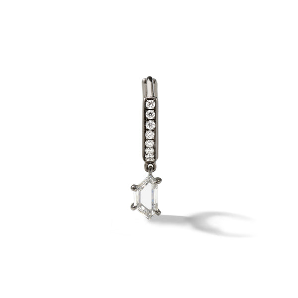 Pave Prism Hoop - Trapezoid in 18K Blackened White Gold with Portrait Cut White Diamonds