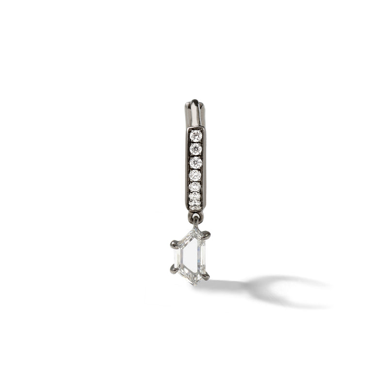 Pave Prism Hoop - Trapezoid in 18K Blackened White Gold with Portrait Cut White Diamonds