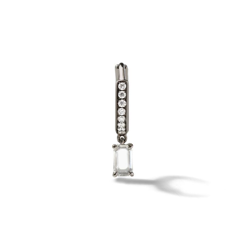 Pave Prism Hoop - Baguette in 18K Blackened White Gold with Portrait Cut White Diamonds