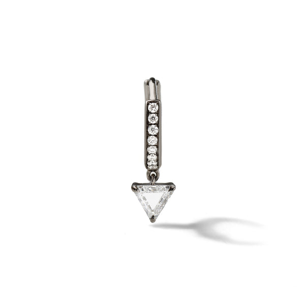 Pave Prism Hoop - Trillion in 18K Blackened White Gold with Portrait Cut White Diamonds