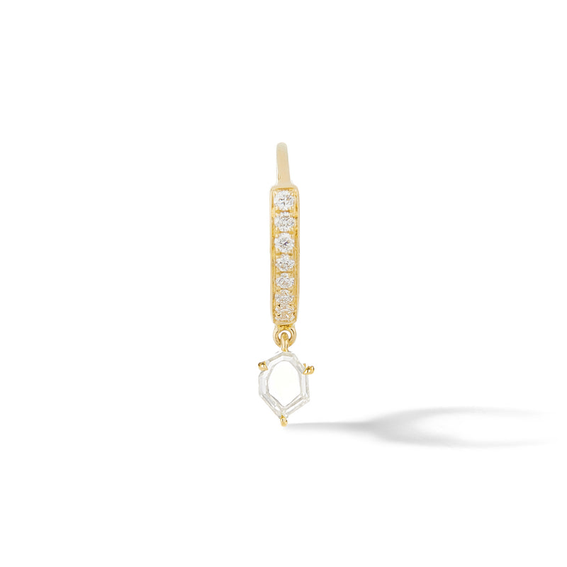 Pave Prism Hoop - 18K Yellow Gold with Geometric Portrait Cut Yellow Diamonds