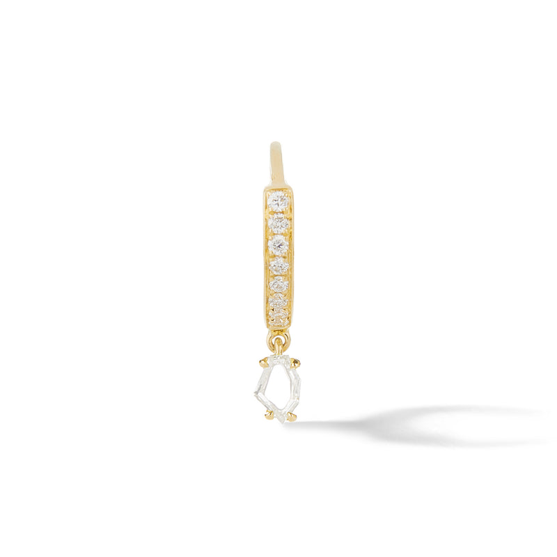 Pave Prism Hoop - 18K Yellow Gold with Geometric Portrait Cut Yellow Diamonds