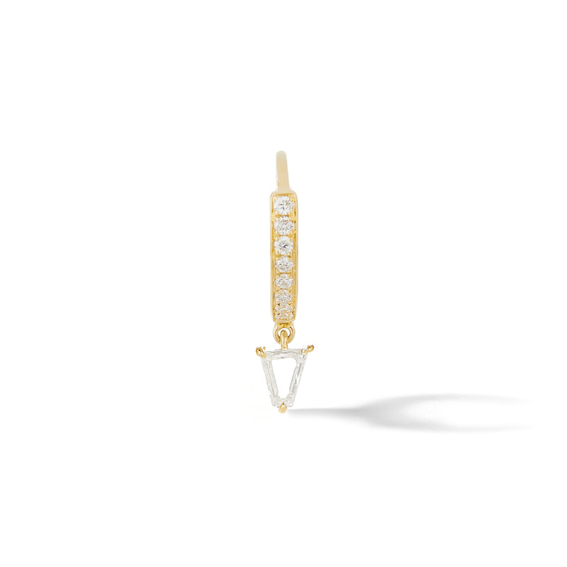 Pave Prism Hoop - 18K Yellow Gold with Geometric Portrait Cut Yellow Diamonds