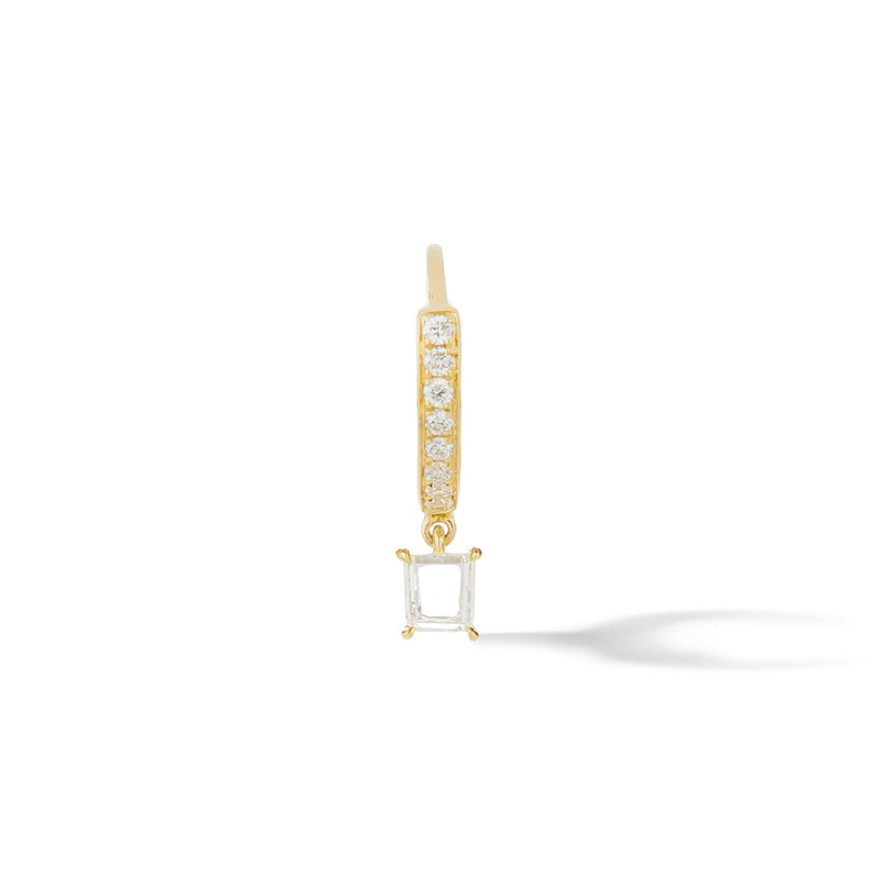 Pave Prism Hoop - 18K Yellow Gold with Geometric Portrait Cut Yellow Diamonds