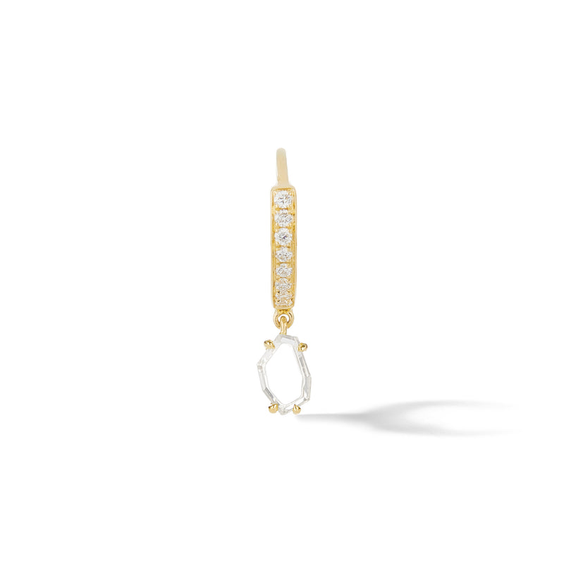 Pave Prism Hoop - 18K Yellow Gold with Geometric Portrait Cut Yellow Diamonds