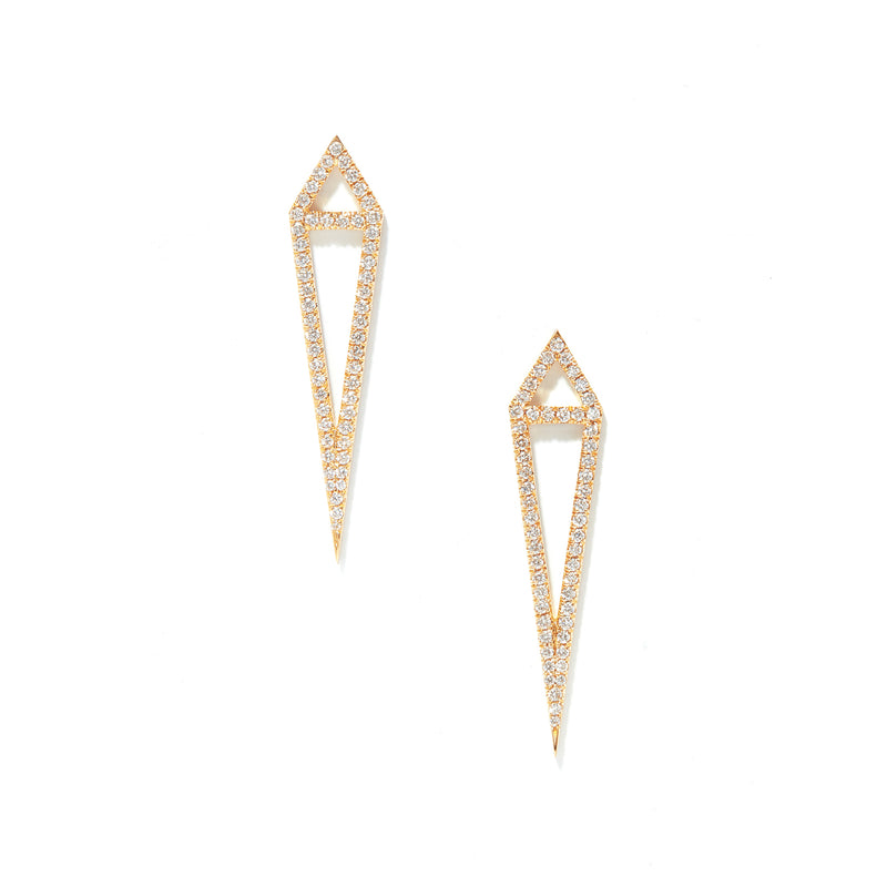Dagger Studs in 18K Rose Gold with Pale Champagne Diamonds
