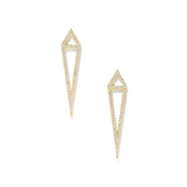 Dagger Studs in 18K Yellow Gold with White Diamonds
