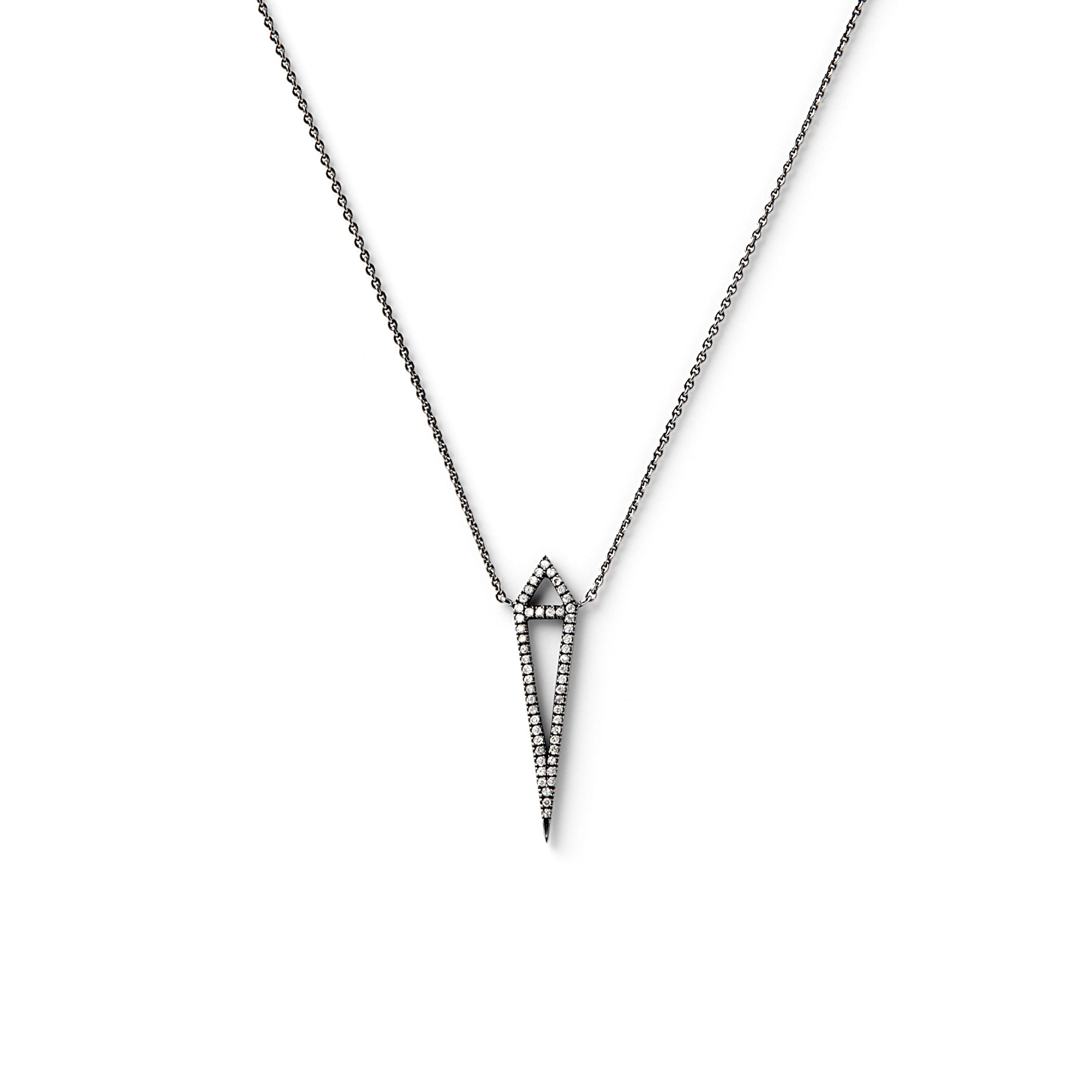 Dagger Pendant in 18K Blackened White Gold with White Diamonds