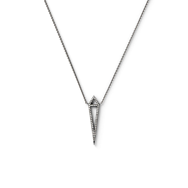 Dagger Pendant in 18K Blackened White Gold with White Diamonds