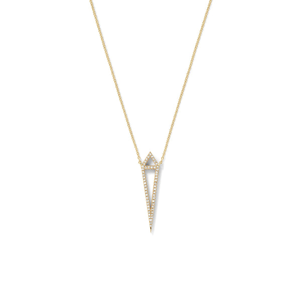 Dagger Pendant in 18K Yellow Gold with White Diamonds