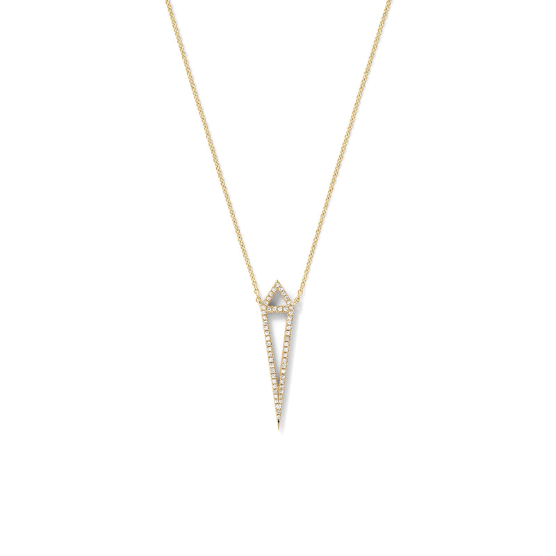 Dagger Pendant in 18K Yellow Gold with White Diamonds