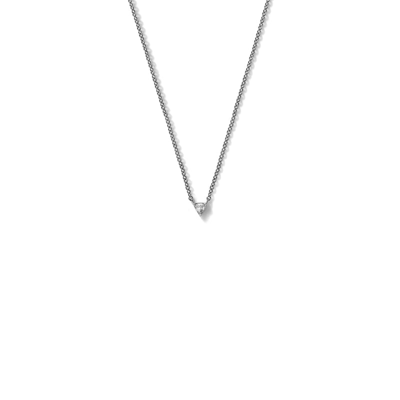 Tiny Trillion Pendant in 18K Blackened White Gold  with Inverted White Diamonds